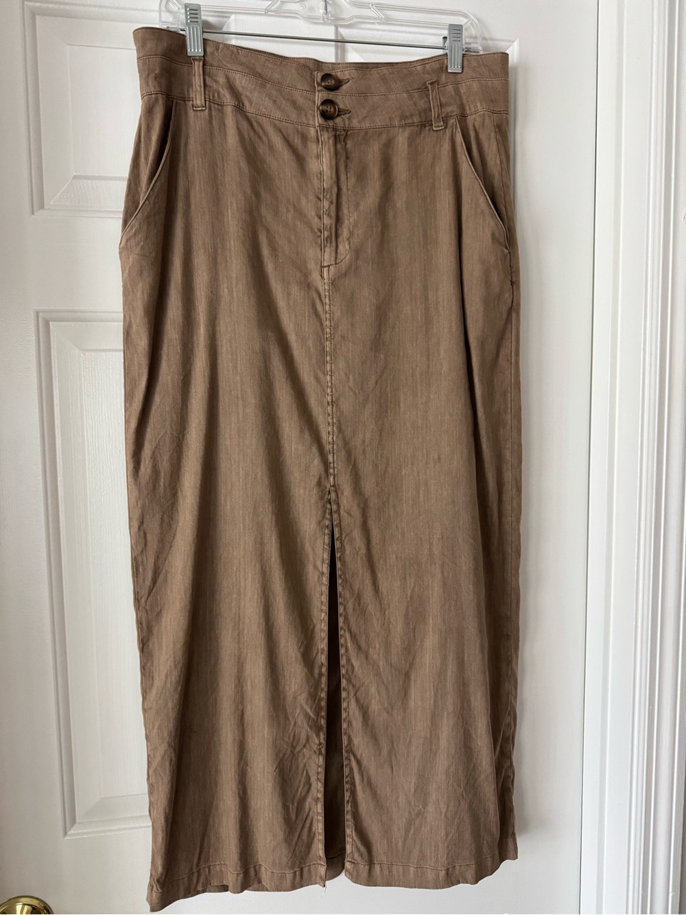Kut from the Kloth Brown Maxi Skirt with Front Slit